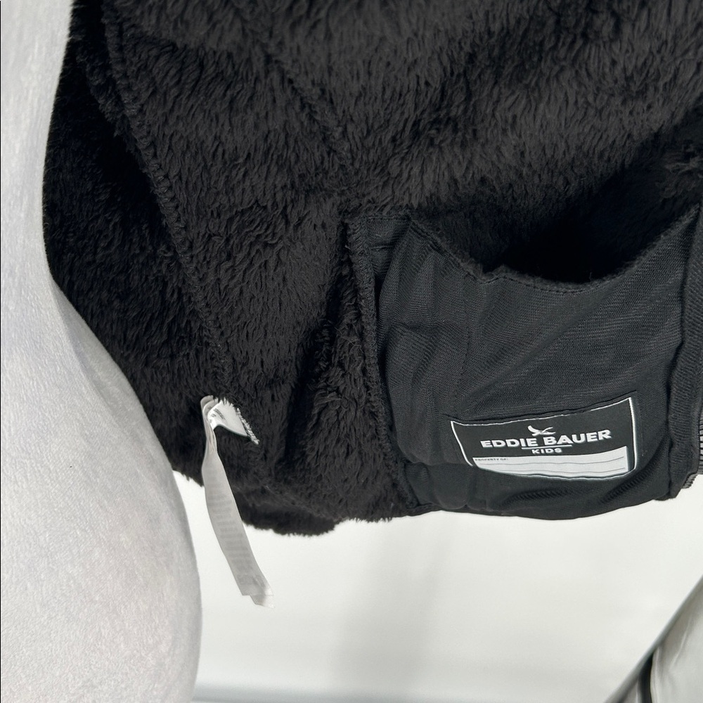 Eddie Bauer Kids Black Sherpa Fleece Hoodie Full Zip Jacket Size Medium - Picture 7 of 9